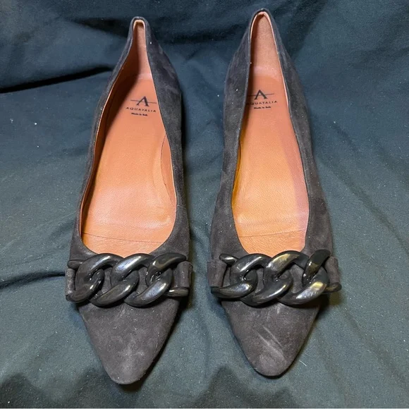 NWOT AQUATALIA PALINA SUEDE CHAIN BALLERINA FLATS IN BLACK SZ 8 - Picture 3 of 8